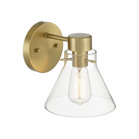 DESIGNERS FOUNTAIN Willow Creek 7.5in 1-Light Brushed Gold Contemporary Indoor Wall Sconce with Clear Glass Shade D204M-1B-BG